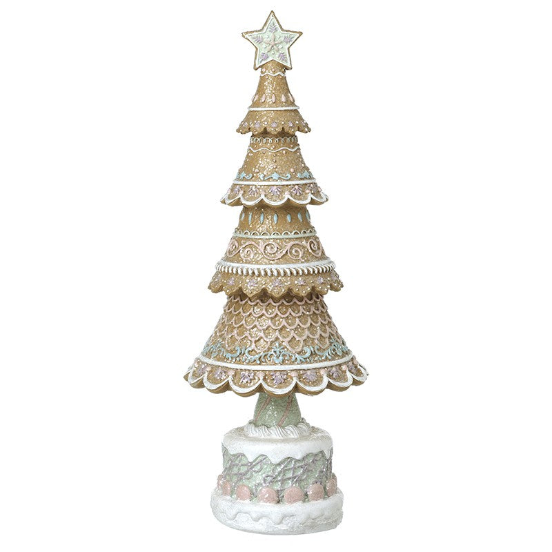 Resin Iced Gingerbread Christmas Tree - 32.5cm