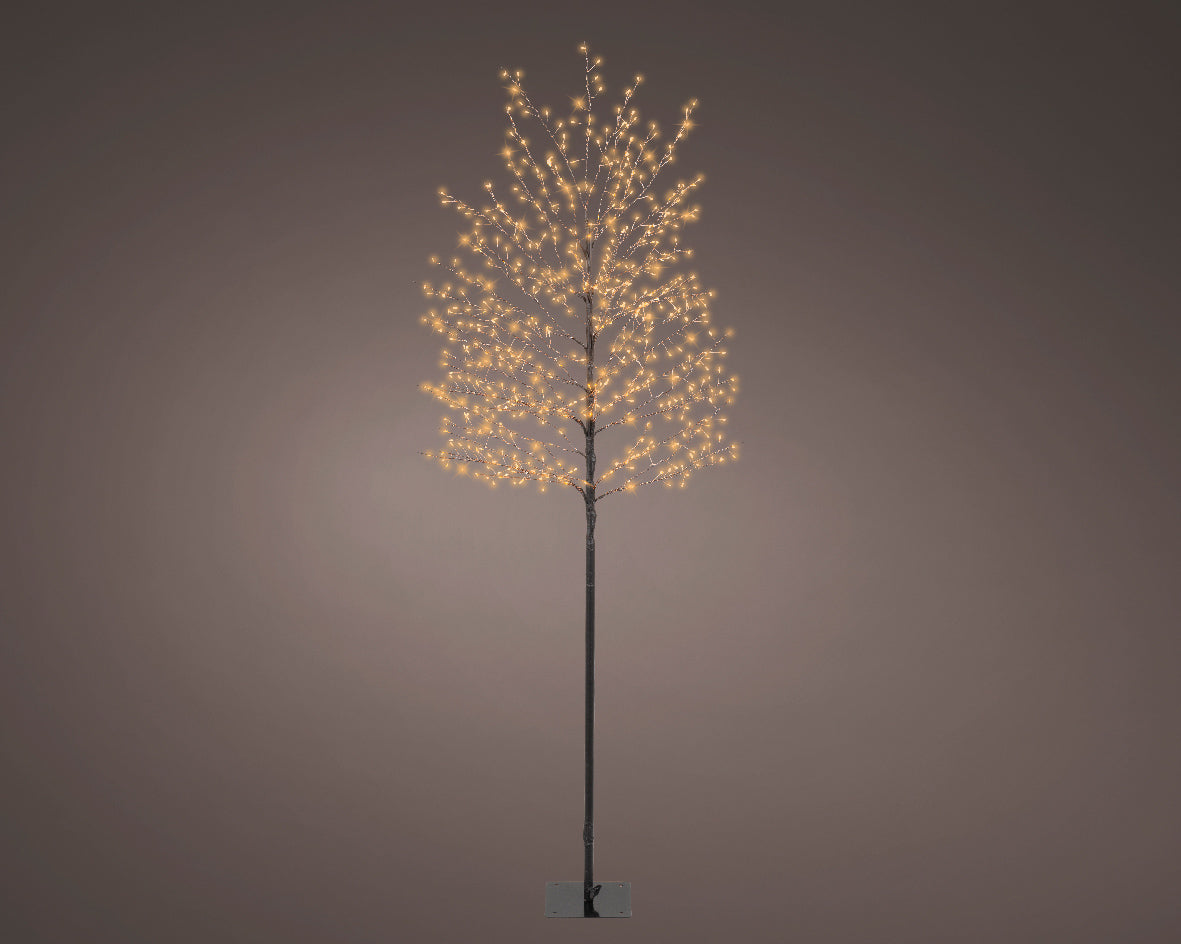 Outdoor Classic Warm Micro Bright LED Black Artificial Twig Tree with 720 Lights - 180cm