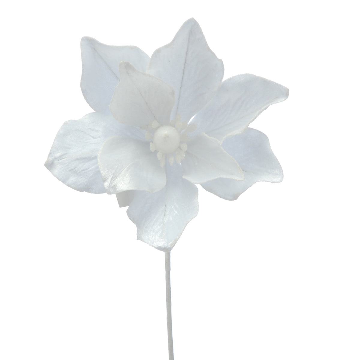 White Magnolia with White Glitter Stem