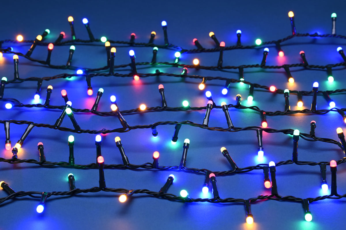 Festive Glow-Worm Lights Multicolour Set of 1000 LEDs