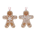 Gisela Graham - White Iced Resin Gingerbread Man Hanging Decoration Single - 8cm