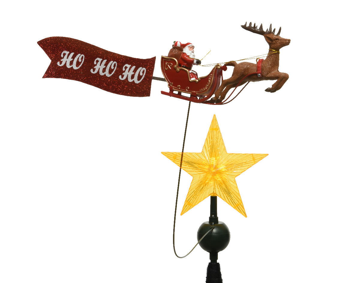 Light Up Star Treetopper with Moving Santa on Sleigh