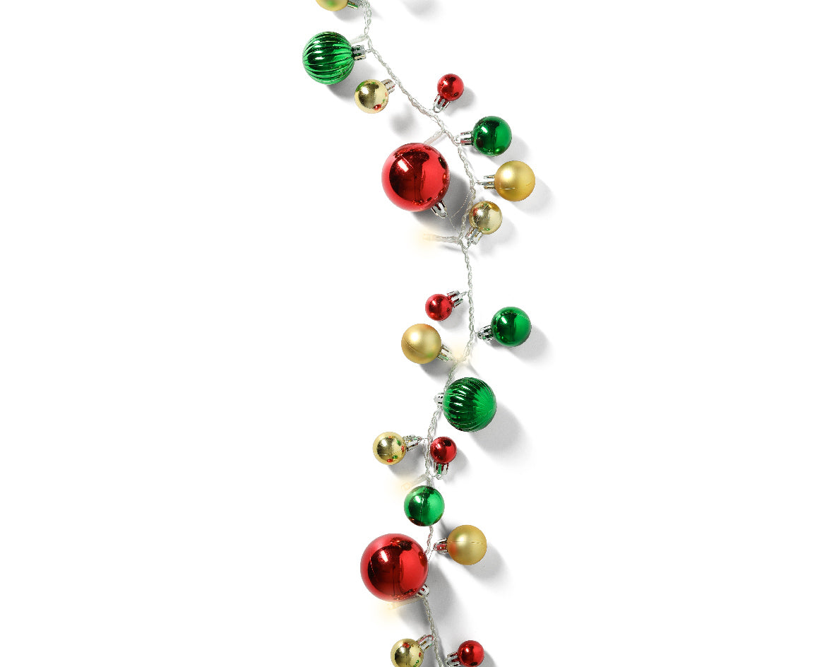 Warm White LED Bauble String Lights with Transparent Cable - 1.9m 20 LEDs