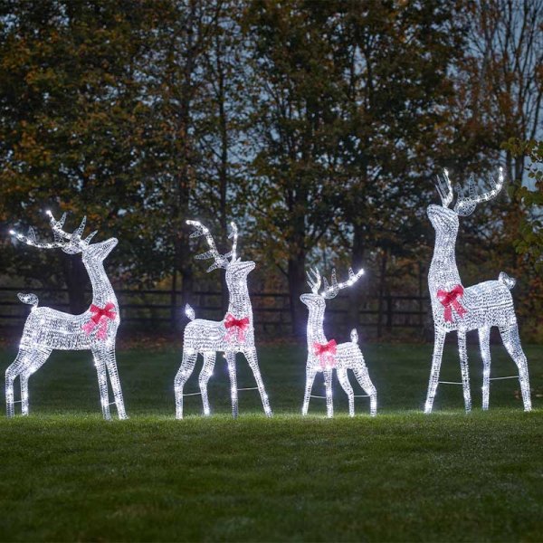 GlitterTwist Single Silver Reindeer Low Voltage - 95cm