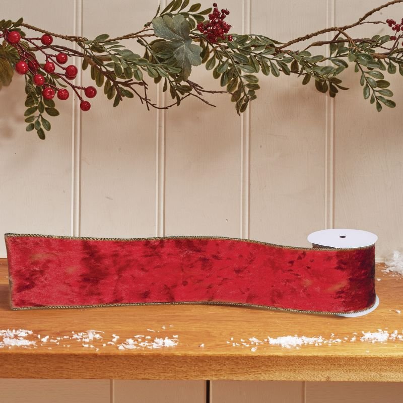 Red Deluxe Velvet Wired Ribbon 3m - 39mm