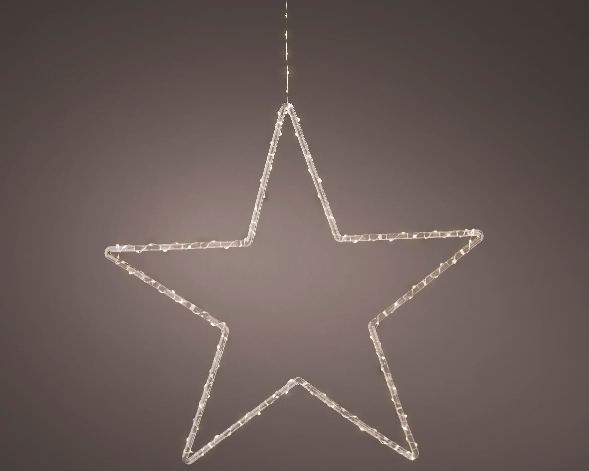 Warm White Micro LED Outdoor Hanging Star - Battery Operated