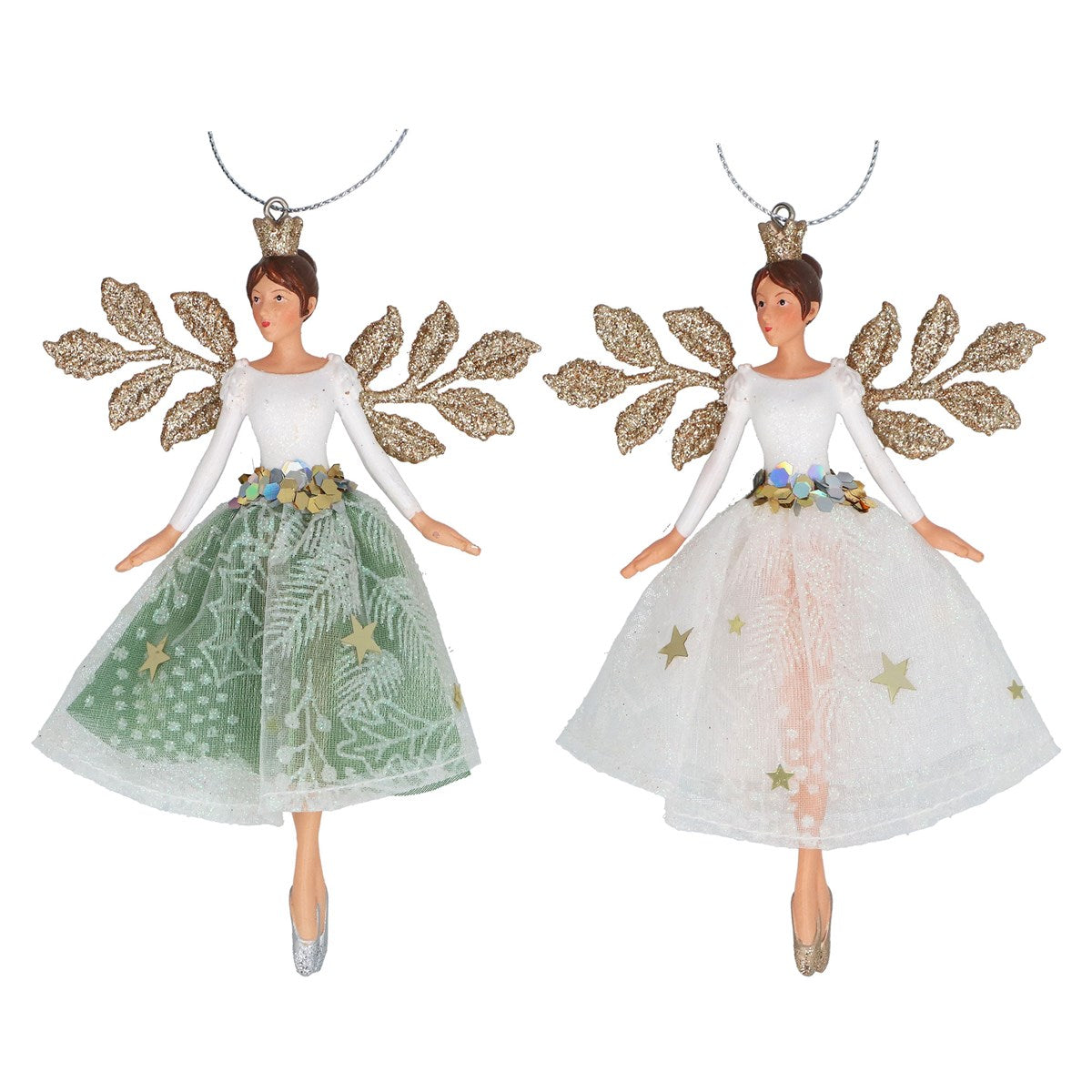 Gisela Graham - Green or Winter Palace Resin Fairy Christmas Decoration - 14cm