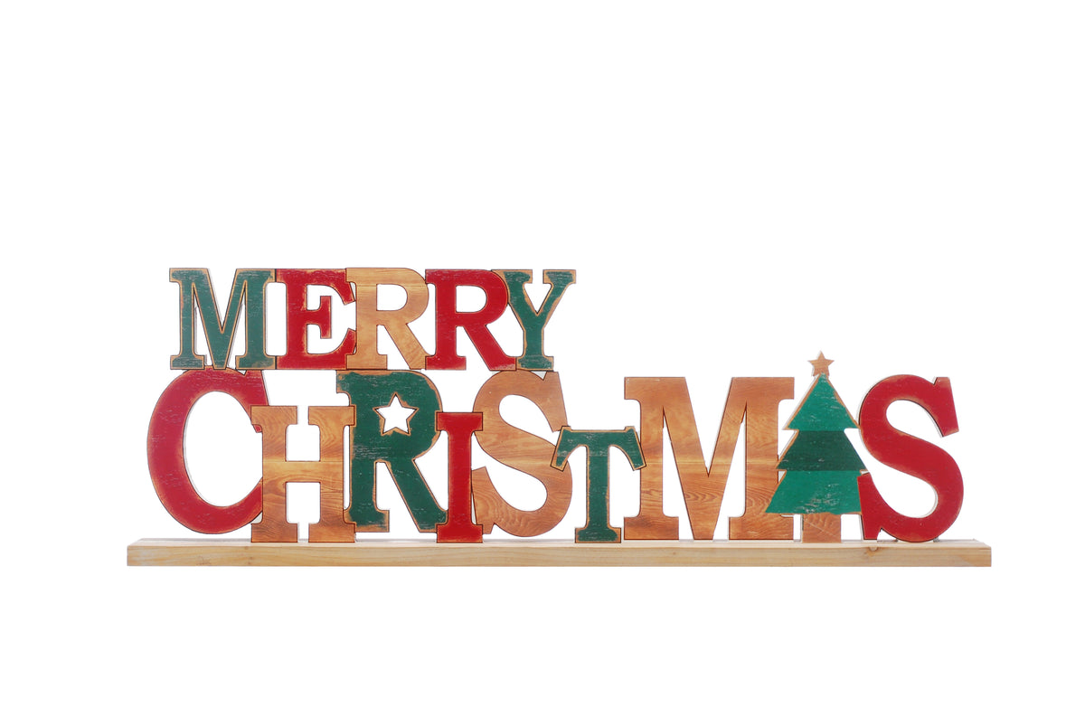 Wooden Merry Christmas Table Top Sign