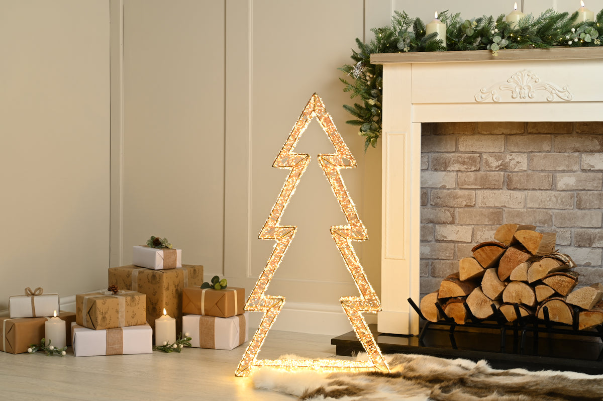 93cm Gold Metal Light Up Dewdrop Tree with 7200 LED Lights