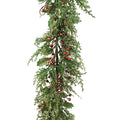 Glitter Red Berries & Pinecones Christmas Garland