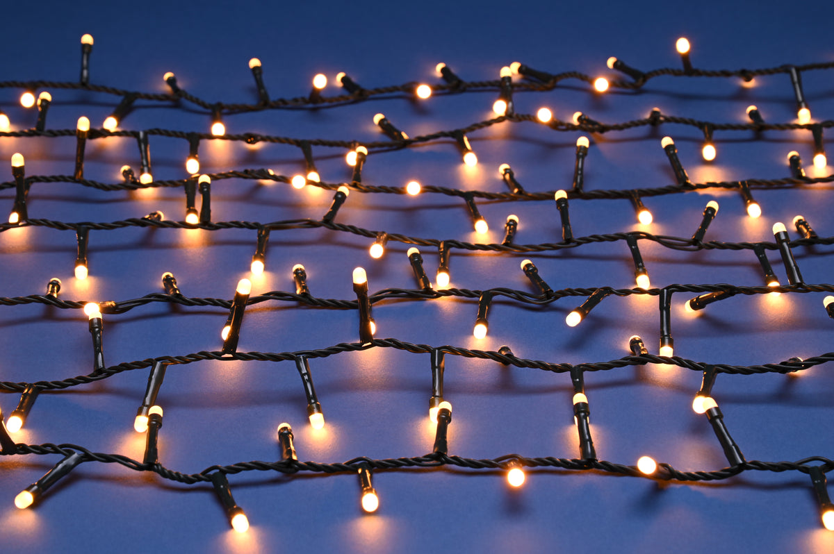 Festive Glow-Worm Lights Traditional Warm White Set of 1500 LEDs