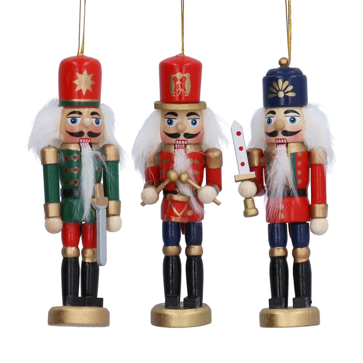Gisela Graham - Traditional Hanging Wooden Nutcracker Ornament Single - 13cm