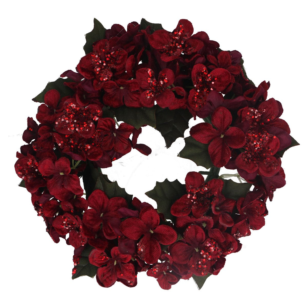 Gisela Graham - Burgundy Hydrangea Acrylic Candle Ring - 18cm