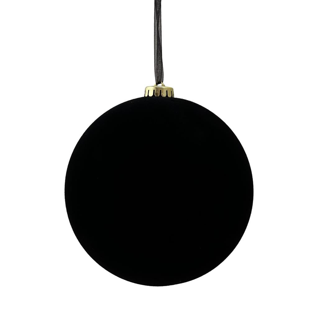 X-Large Flocked Velvet Black Bauble 15cm