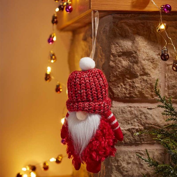 Red Bobble Gonk Christmas Pendant