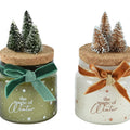 Luxury Wax Candle Jar with Gift Bow and Trees