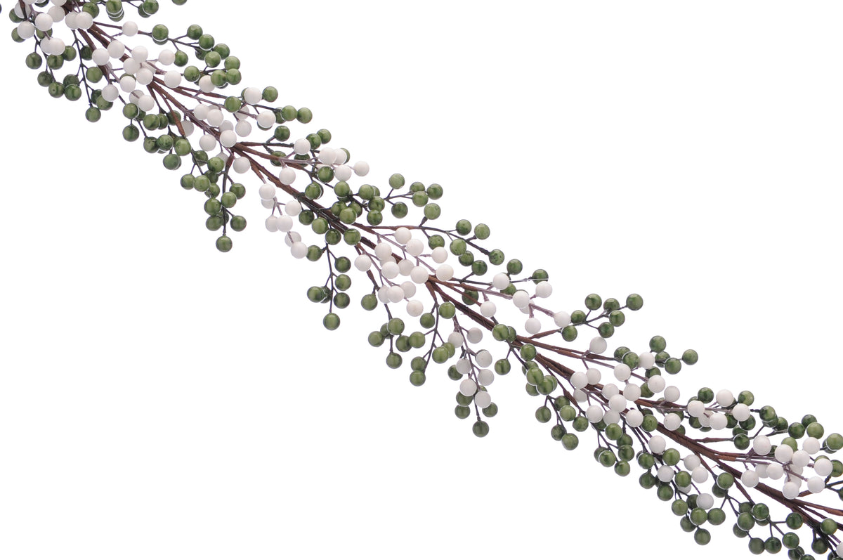 Sage Green and White Cluster Berry Garland Garland - 130cm