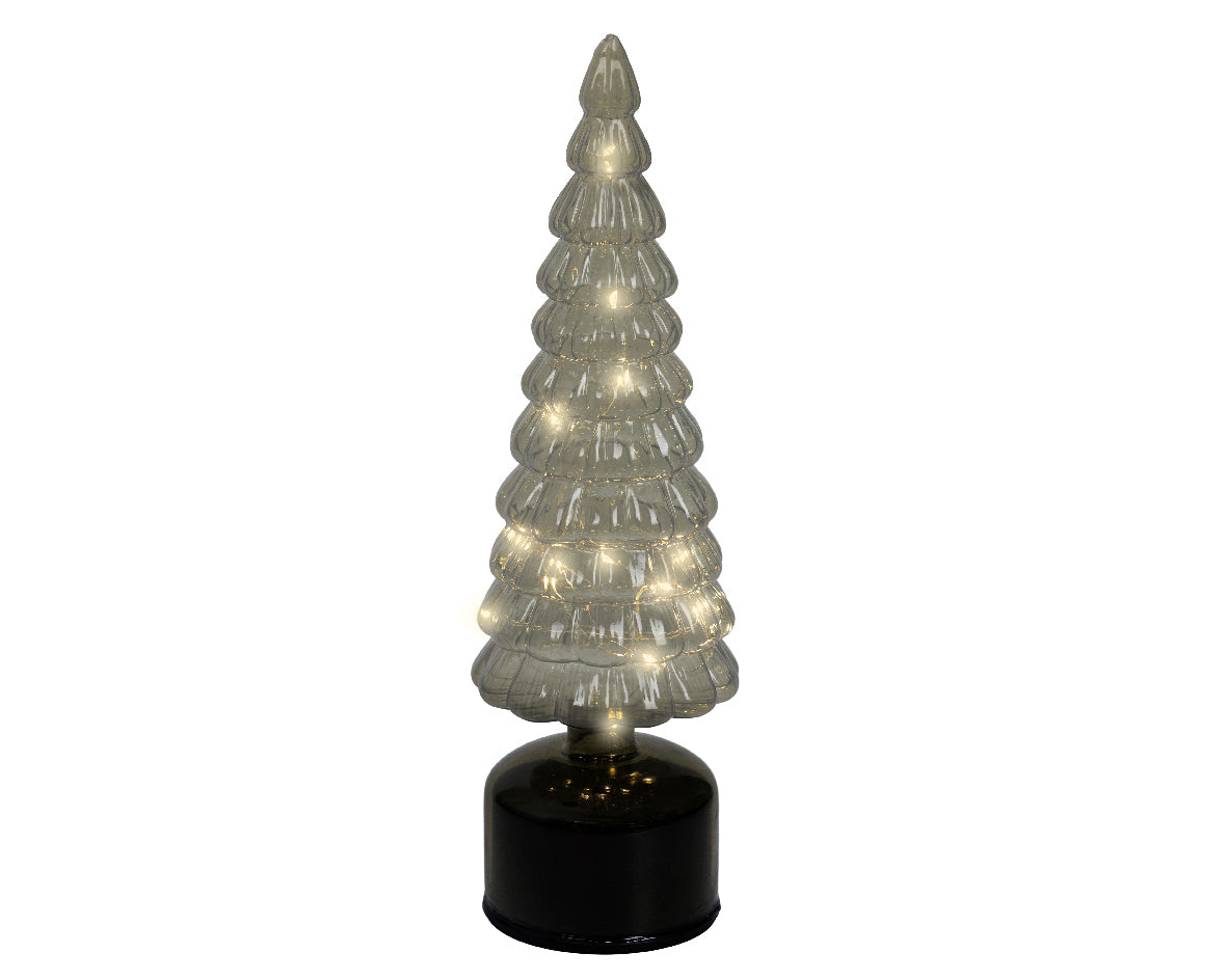 Micro LED Flashing Effect Rotating Tree Glass Ornament - 34cm ...