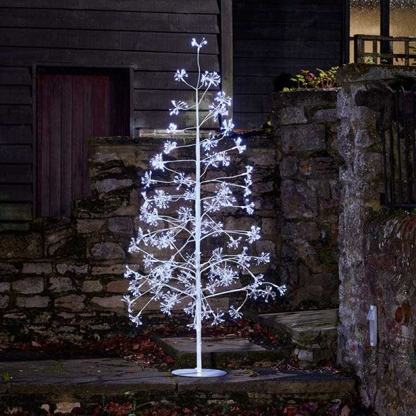1.8m Frosted Twinkling Tree with 2400 Cool White LEDs Confetti