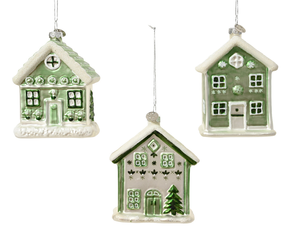 Cottage Matcha Green Glass Christmas Bauble