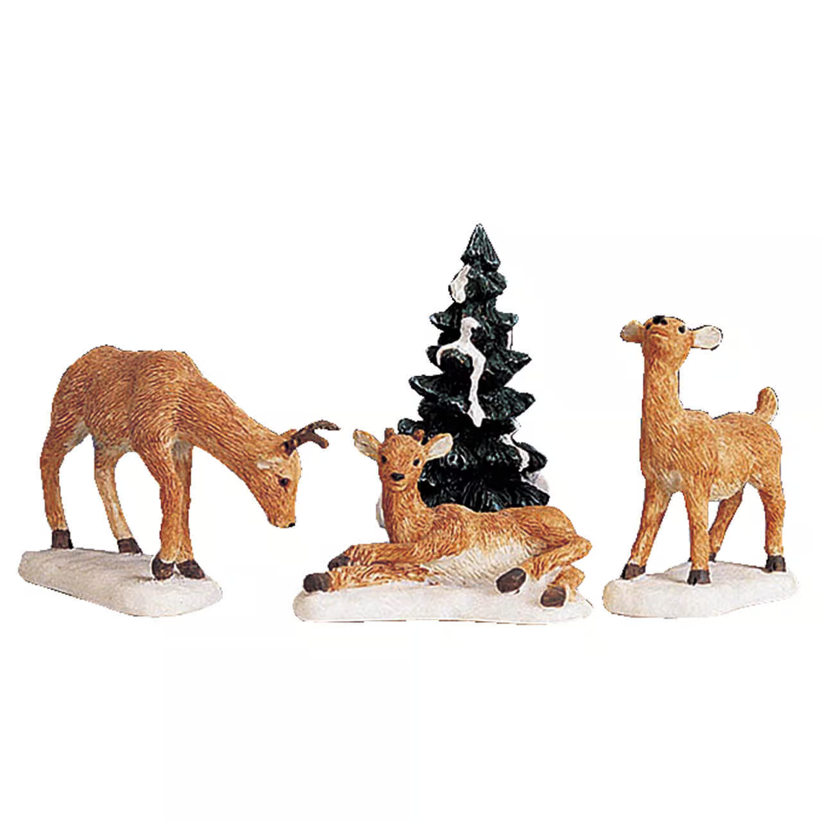 Lemax - Dad And Fawns Deer Christmas Village Figurines - Set of 4