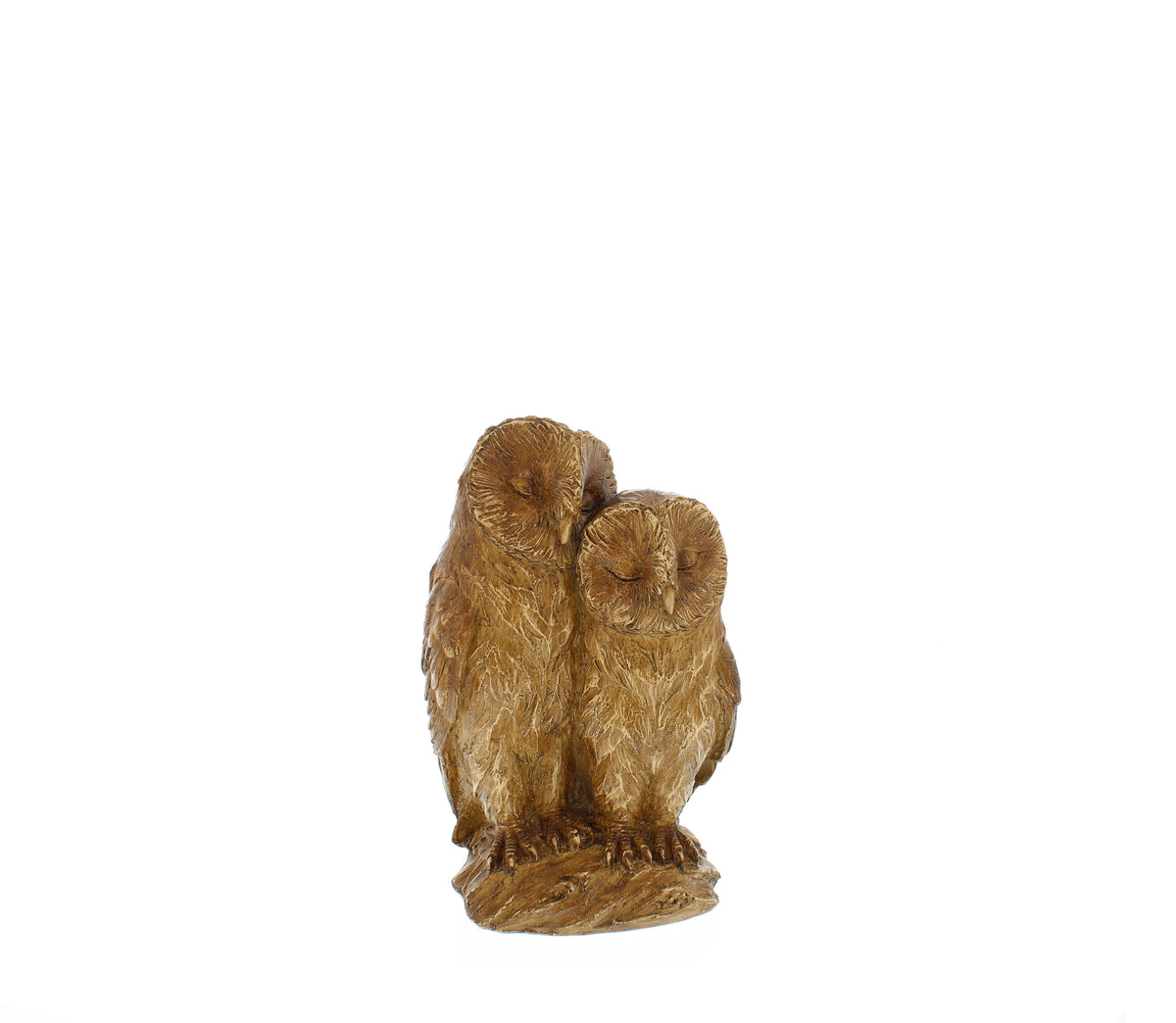 Wood Carved Effect Owls Decoration - 20cm