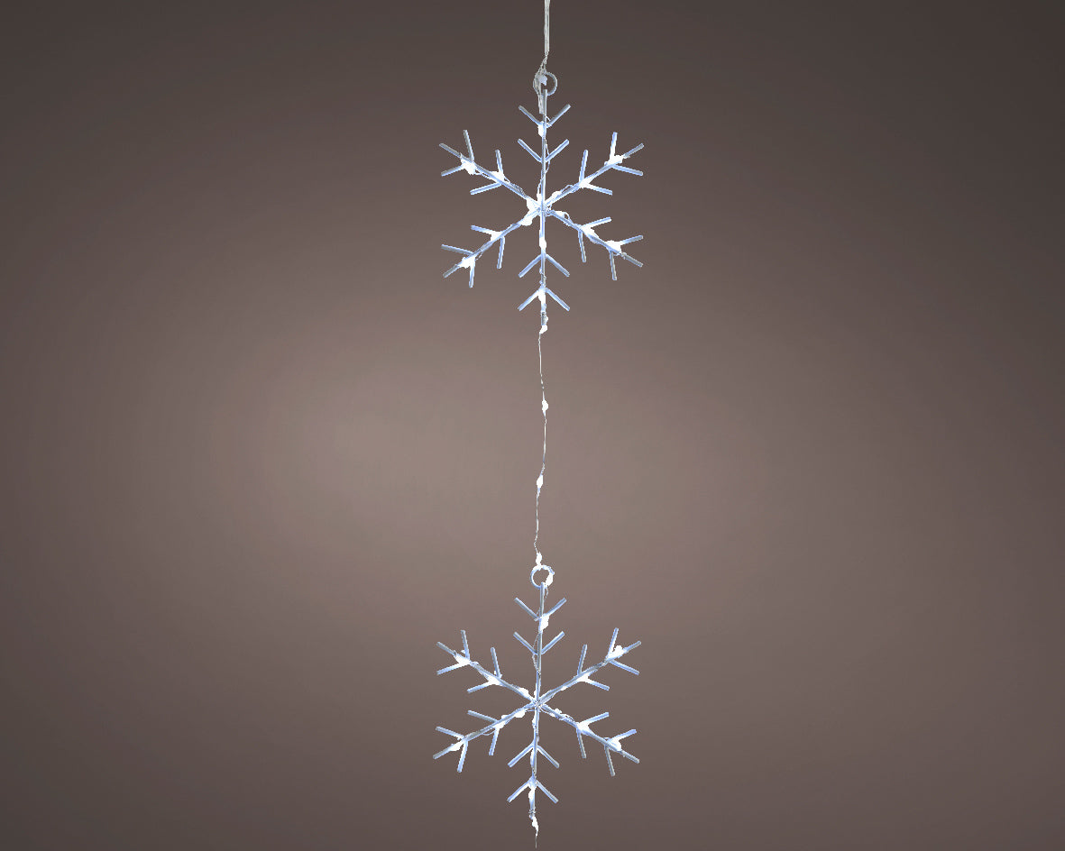 Cool White Micro LED Snowflake Lights with White Cable - 2.25m 160 LED