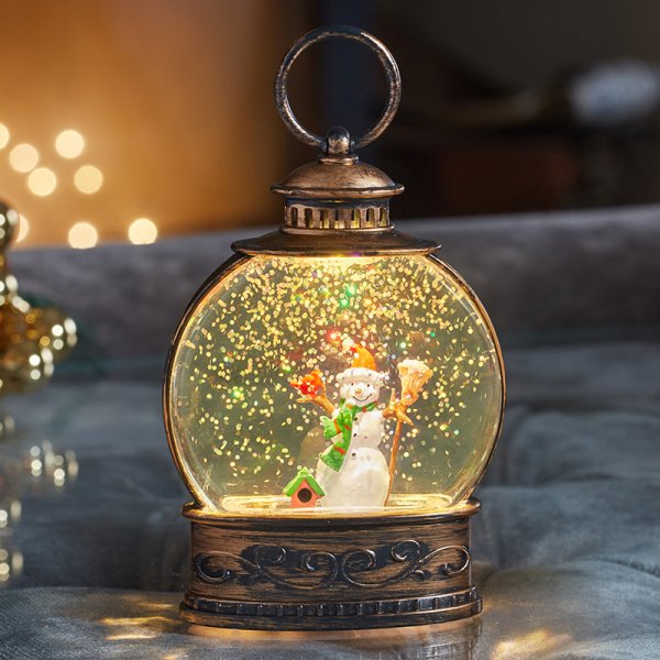 SnowSwirl FrostyDecor Lantern Small Glitter Water Spinner