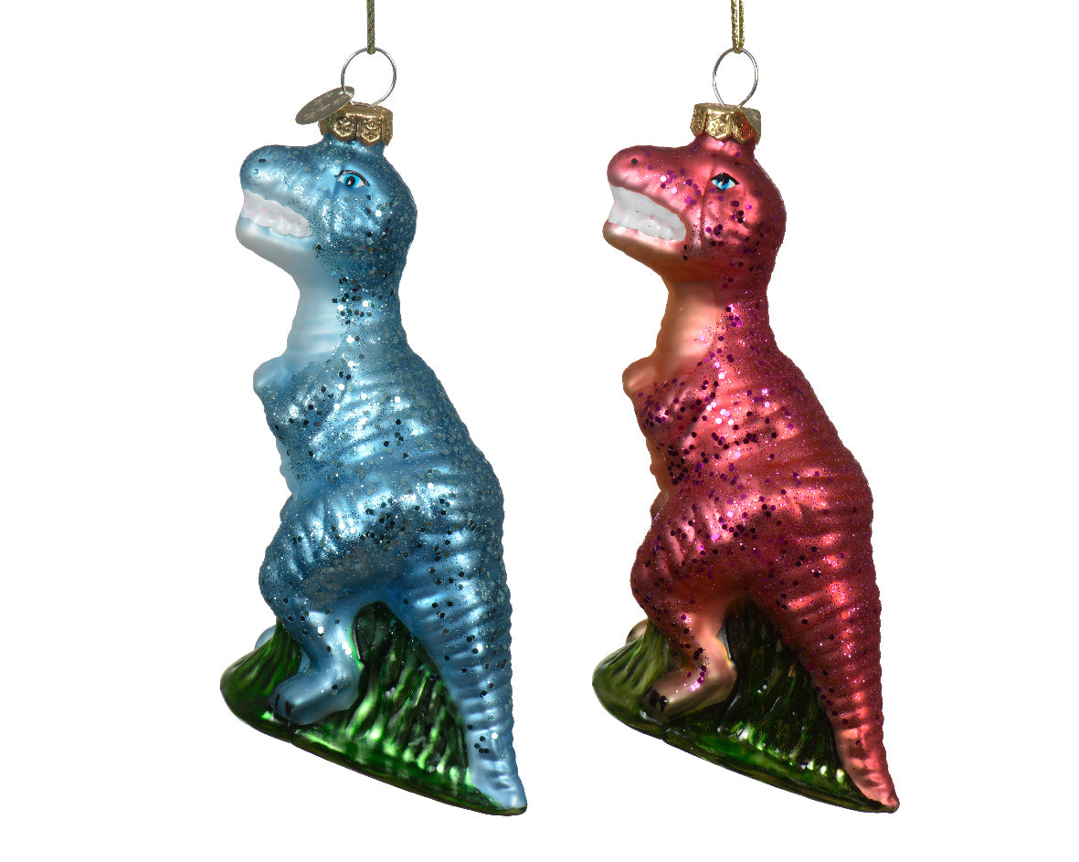 Glass Tyrannosaurus Rex Dinosaur Christmas Tree Bauble