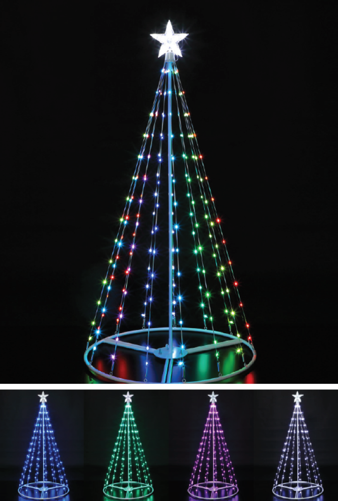 NOMA 1.5m 220 LED Digital Colour Changeable Remote Control Cone Tree O ...