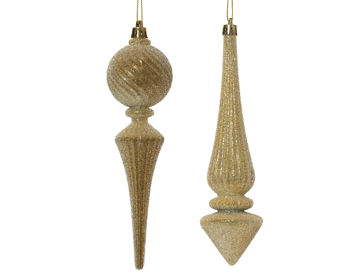 Gold Beaded Glitter Icicle Bauble