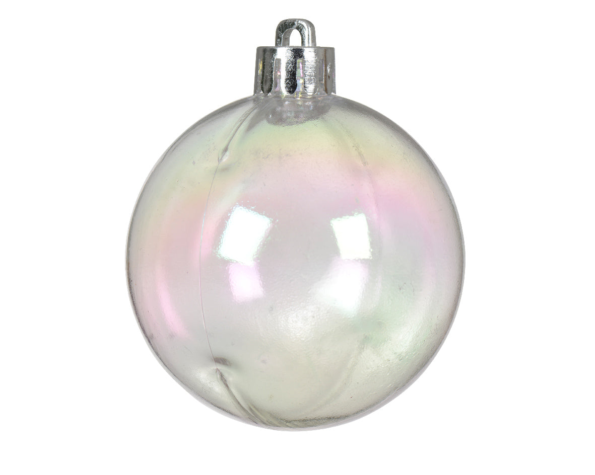 Box of 6 Transparent Iris Shatterproof Baubles - 8cm