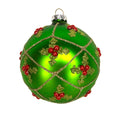 Gisela Graham Green with Holly Trellis Glass Christmas Tree Bauble