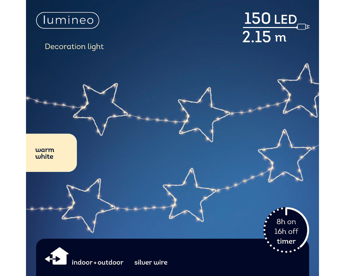 Warm White Micro LED Snowflake Lights with White Cable - 2.15m 150 LED ...