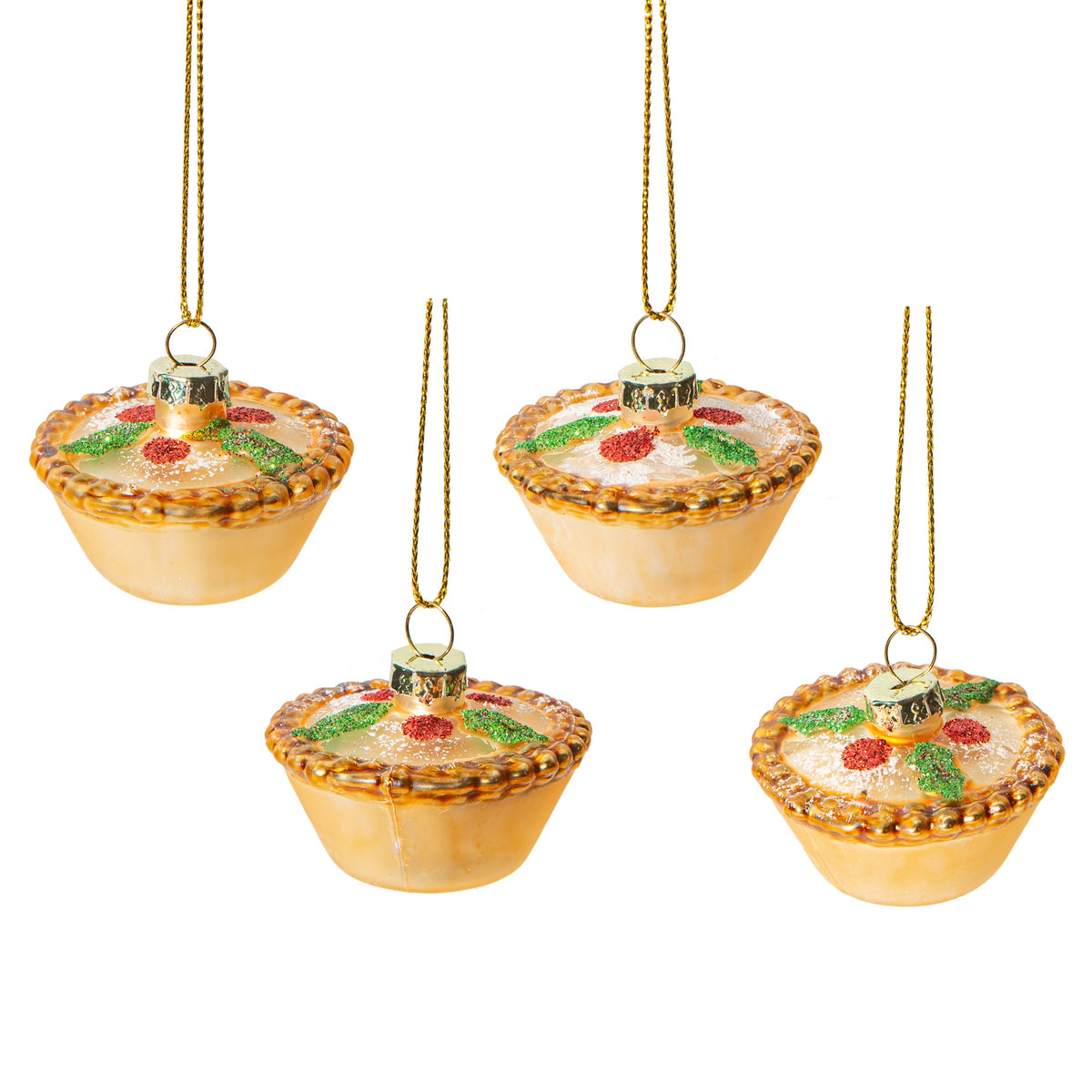 Mini Mince Pie Shaped GlassChristmas Baubles - Set of 4
