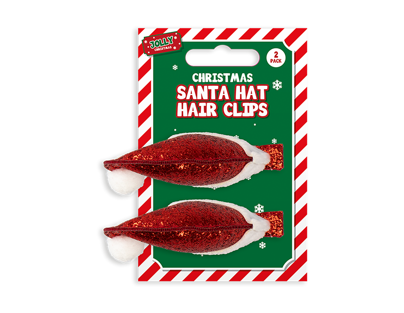 Glitter Santa Hat Hair Clips - Pack of 2