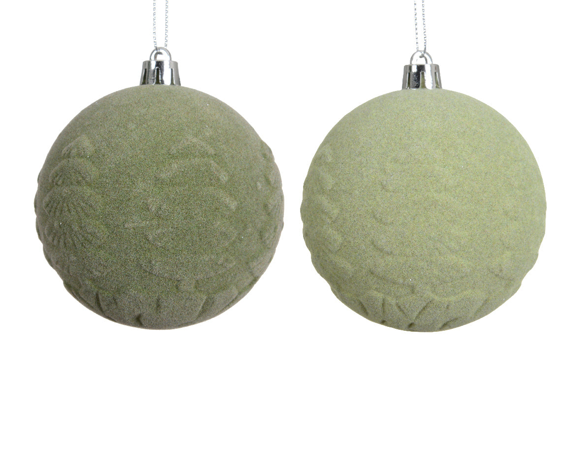 Green Velvet Tree Polystyrene Bauble - 8cm