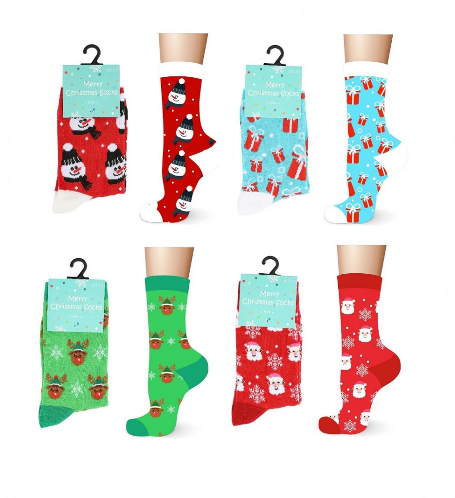 Children's Cotton Rich Christmas Design Socks - Single Pair