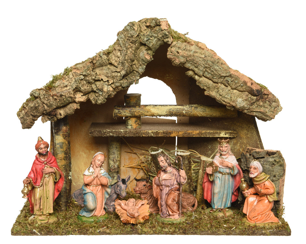 Christmas Nativity House Scene with 8 Figures