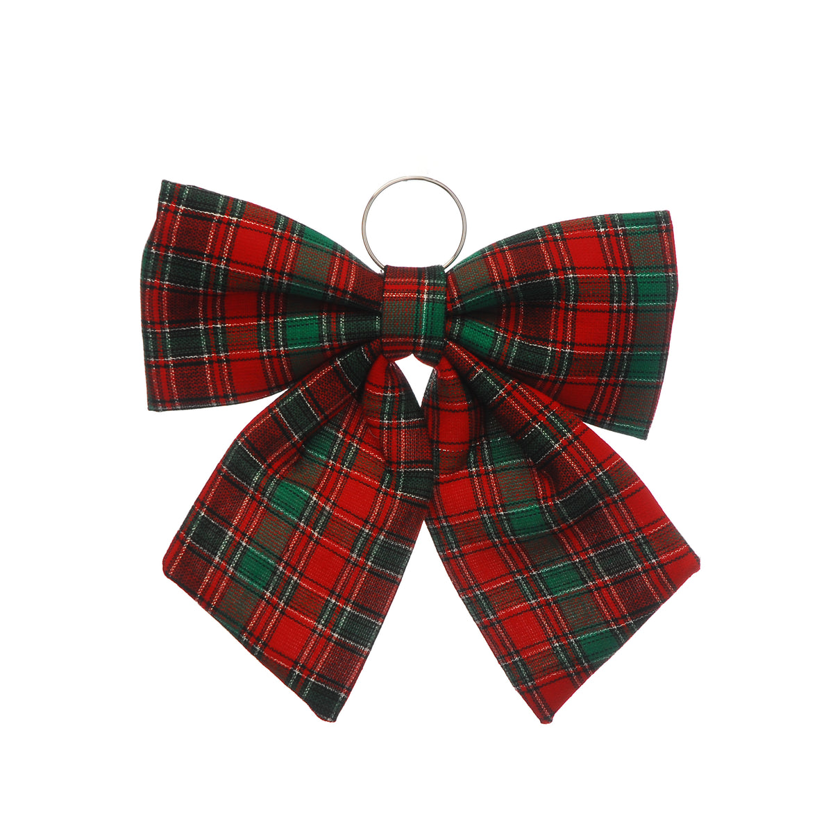 Large Tartan Velvet Bow Christmas Tree Decoration - 34cm