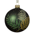 Pine Green Matt Glass Bauble with Fern Leaf Pattern