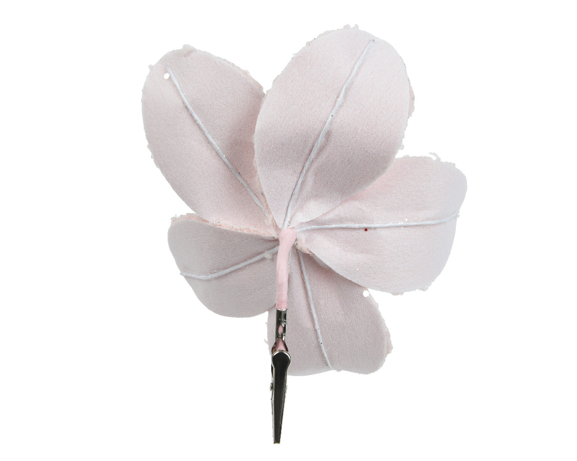 Soft Pink Faux Fur Sparkle Poinsettia Clip