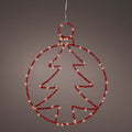 Red Warm White Light Up Hanging Metal Tree Bauble