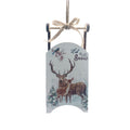 Hanging Wooden White Reindeer Sleigh - 13cm