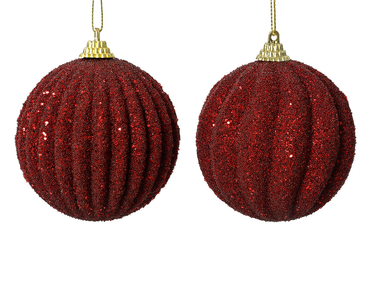 Dark Red Oxblood Foam Glitter Beaded Single Bauble