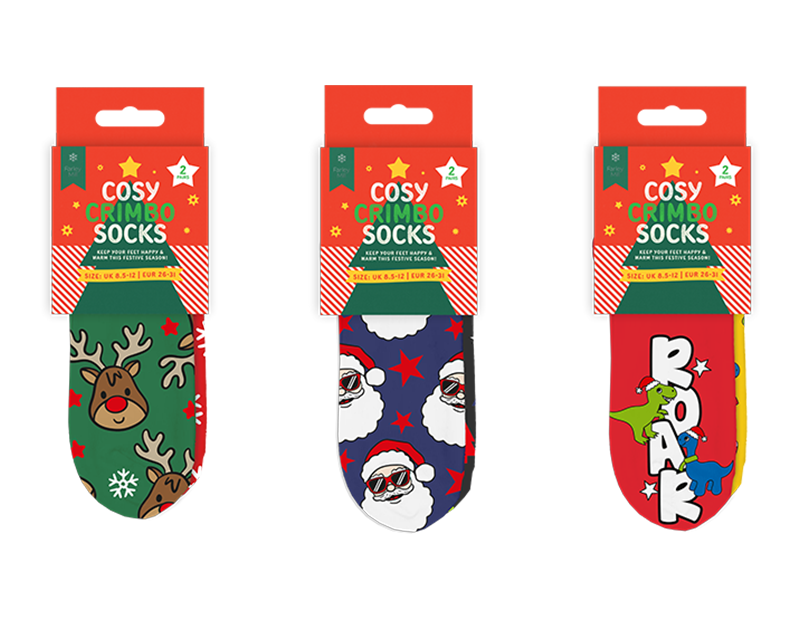 Boys Printed Novelty Cosy Socks with Grippers 2pk