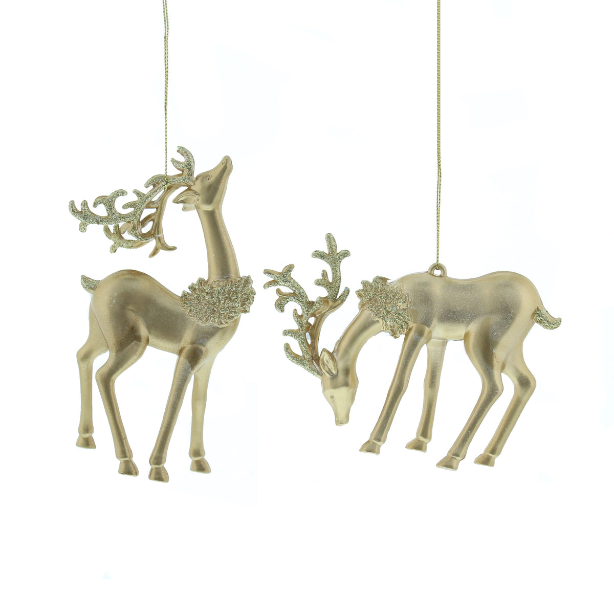 Hanging Gold Glitter Reindeer Christmas Tree Bauble