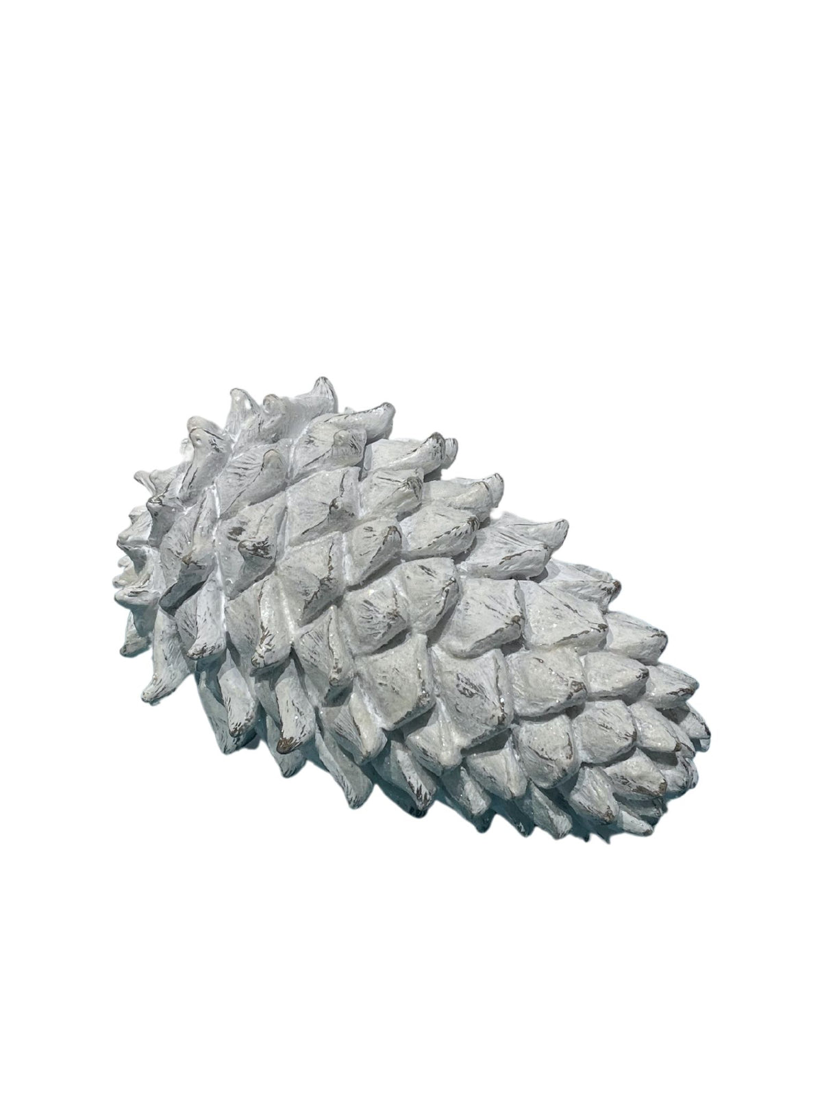 Resin White Glitter Pinecone Tabletop Decoration