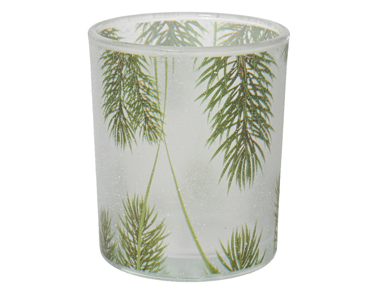 Frosted Glass Leaves Tealight Holder