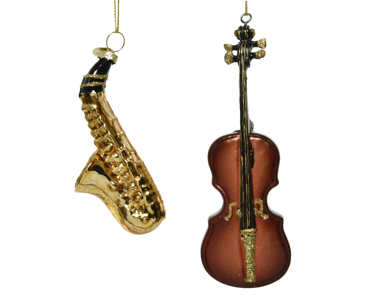 Glass Glitter Musical Instrument Christmas Bauble